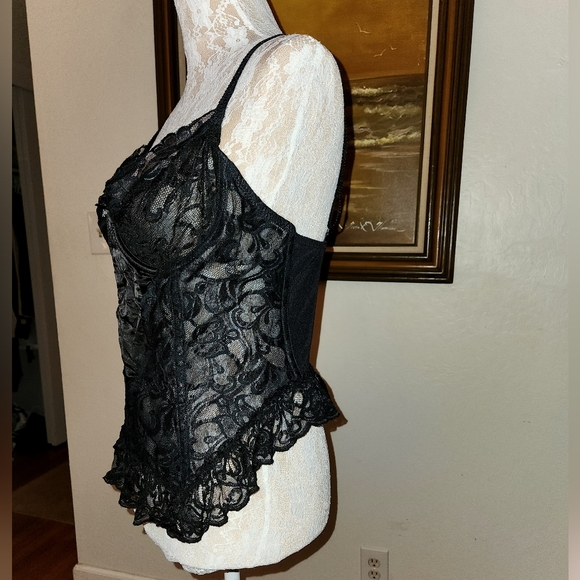 Vintage 1980s Black Satin & Lace Corset by Intimate Attitudes - Picture 7 of 14